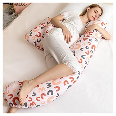 Imagem de Travesseiros de gravidez para dormir removível em forma de H travesseiro de corpo inteiro para gestantes para dormir travesseiro corporal de gravidez com capa de algodão D (D)