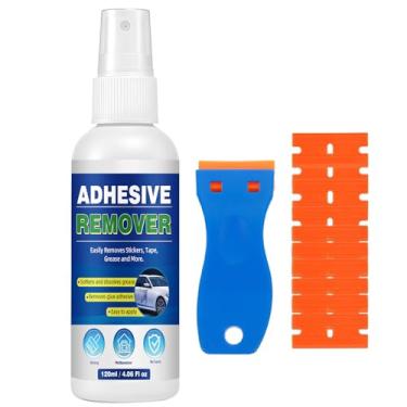 Imagem de Removedor de adesivo, removedor de cola de 115 g com raspador de lâmina de barbear de plástico, removedor de adesivos para carros, janelas, piso – Remove rapidamente etiquetas, adesivos, cola, fita
