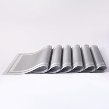 Imagem de KIT 6 Jogo Americano Sousplat Mesa Dourado Trançado Resistente a Manchas e Calor (Prateado-6un)