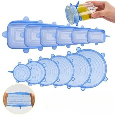 Imagem de Tampa de silicone flexível reutilizável universal Tampa de silicone para geladeira de cozinha (Branco Circular (6Pcs))
