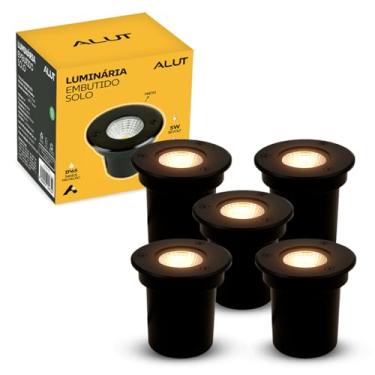 Imagem de Kit Luminaria de Chão Led Solo Embutir 5w ou 10w 3000k Branco Quente Bivolt Preto Fosco ou Escovado Alut By Avant (5, Preto Fosco, 5, Watts)