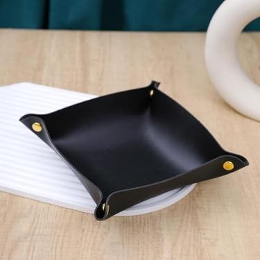 Imagem de Bandeja de joias pequena portátil para mesa de entrada, mesa de cabeceira, mesa de viagem (preto)