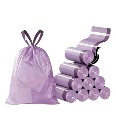 Imagem de Saco de lixo com cordão ultra grosso e durável, 100 portátil, adequado para cozinha, banheiro, quarto, sala de estar, organização doméstica, dispensador de saco de lixo fechado com cordão (roxo, 42 x