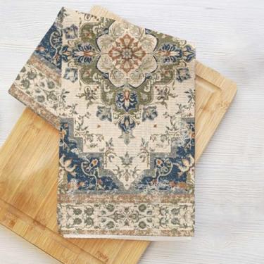 Imagem de Toalhas de cozinha com padrão floral vintage, boho vintage flor estética decorativa toalha de prato de microfibra absorvente toalha de chá, toalhas de mão azul verde para casa de fazenda casa de banho