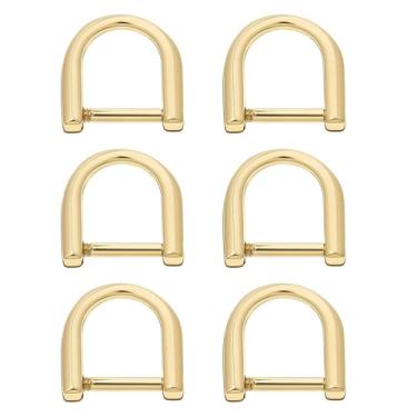 Imagem de Chaveiro D dourado, 6 peças anel D ganchos de chave de mola, anéis D para porta-chaves de bolsa, puxador de zíper, pulseira paracord (barra interna de 0,4 polegadas)