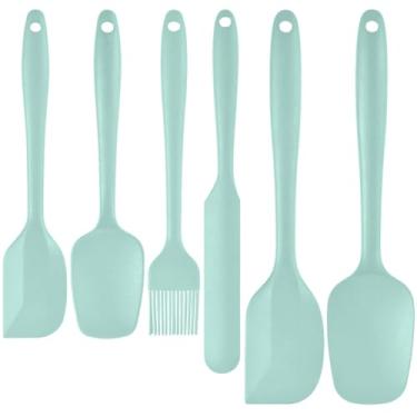 Imagem de Lelasety Conjunto de 6 espátulas de silicone, resistentes ao calor, para cozinhar, assar e misturar, podem ser lavadas na lava-louças