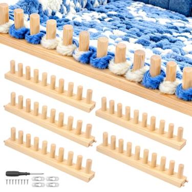 Imagem de Cobertor de tricô grosso, moldura de cobertor de fio grosso ajustável de 195 cm, sem agulha, kit de tear de tecelagem à mão para iniciantes, artesanato faça você mesmo, cobertor grande e aconchegante