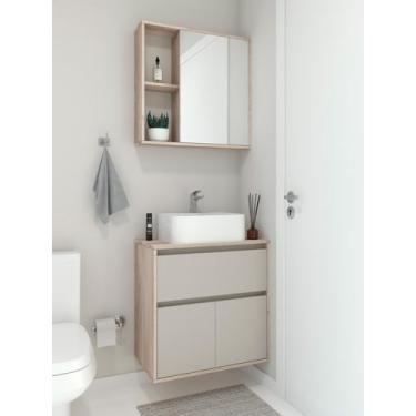 Imagem de Conjunto de armário de banheiro barrique mdf 15mm com cuba oslo e espe