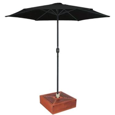 Imagem de Kit Ombrelone Guarda Sol Ipanema 2,5m Articulado Preto com Base Revest