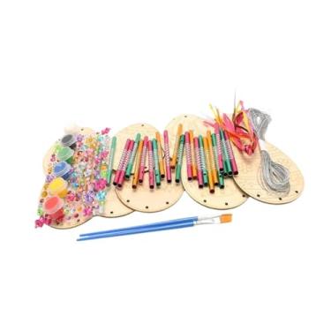 Imagem de shamjina Kit para fazer sino de vento de Páscoa, lembrancinhas de festa, artesanato em madeira para meninas e meninos, Style D