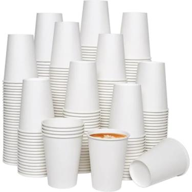 Imagem de Copos de Papel Café Descartáveis Brancos, Parede Simples, Para Café e Bebidas Quentes, Bulk Pack Biodegradável Sustentável Ecologico