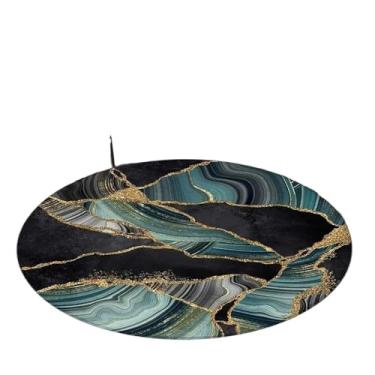 Imagem de Tapete redondo com padrão de mármore, tapete de engatinhar, decoração de casa, tapetes de tamanho grande para sala de estar, quarto, banheiro (azul claro, 40 x 40 cm)