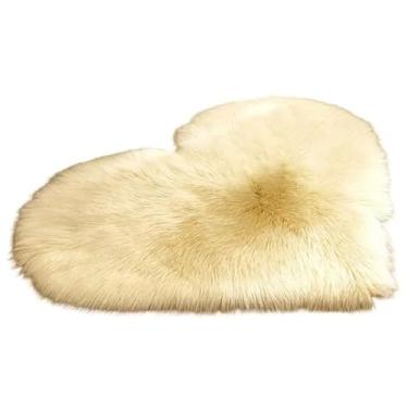 Imagem de Tapete de pelúcia em forma de coração, quarto, sala de estar, menina, antiderrapante, tapete pequeno, 30 x 40 cm, tapetes têxteis para decoração de casa (Cáqui)