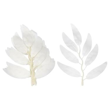 Imagem de PATIKIL 14 cm de folhas de salgueiro artificial, 100 peças de guirlanda de salgueiro falso, seda sintética para decoração de guirlandas de buquês de casamento, branco