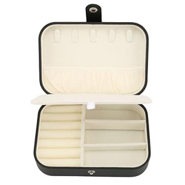 Imagem de CUYUNA Caixa de armazenamento de joias com compartimentos de múltiplas camadas, brincos abertos, colar, estojo de organização, preto