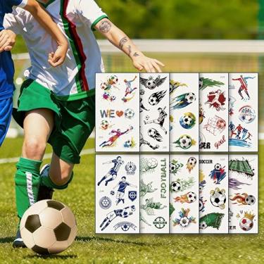 Imagem de Adesivos de tatuagens temporárias da Copa do Mundo: 10 folhas com tema de futebol lembrancinhas de festa decoração para crianças e adultos
