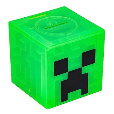 Imagem de Paladone Minecraft Creeper Maze Safe – Complete o labirinto para desbloquear dinheiro – Bloco de Minecraft colecionável e cofrinho, vem com adesivos decorativos