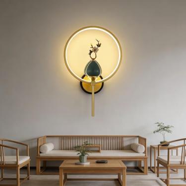 Imagem de OUFULA Contemporânea Lâmpada de parede LED Chinês Criativo Sala Quarto Estudo Villa Hotel Casa de Chá Corredor Escadas Luz (Estilo 23)