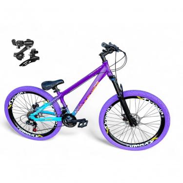 Imagem de Bicicleta Aro 26 Vikingx Tuff X44 Freeride Câmbios Shimano 21v Freio A Disco Aros Vmaxx Pneu Flame - Roxo-azul