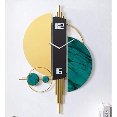 Imagem de U5GAAALPPQ9 Relógios de parede luz nórdica relógio de parede sala de estar casa moda criativa arte decorativa personalidade mudo moderno minimalista relógio (verde)