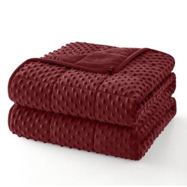 Imagem de Cobertor pesado Topcee 9kg 152x203cm Minky Dots Burgundy