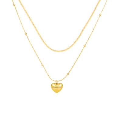 Imagem de Aura & lrena Colar de coração facetado banhado a ouro 18K para mulheres, joia delicada e romântica, corrente ajustável leve, colar de ouro minimalista para o dia a dia, presente elegante para ela, one