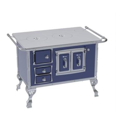 Imagem de Fogão a Lenha N 2 Sec Chapa de Aluminio Azul Saida Direita