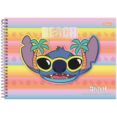 Imagem de Caderno De Cartografia E Desenho Espiral Capa Dura Disney Stitch 80 Folhas Foroni Colorido