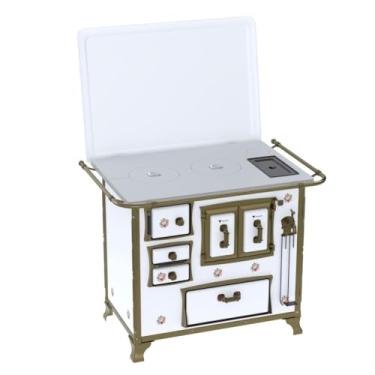 Imagem de Fogão a Lenha N 2 Renaissance Chapa de Aluminio Branco Buque Cald Saida Direita