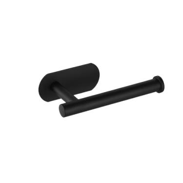 Imagem de Sem perfuração conjuntos de acessórios de banheiro preto suporte de papel de rolo de papel toalheiro barra trilho anel roupão roupas gancho ferragens, suporte de papel preto, 1