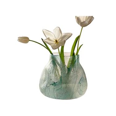 Imagem de Vasos modernos de vidro barrigudo, vasos de cultura aquática, arranjo de flores secas, enfeites centrais de alta qualidade (pequenos)