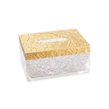 Imagem de Capa de caixa de lenços simples latão resina caixa de lenços transparente de alta qualidade sala de estar mesa de centro ornamentos de mesa caixa de papel suporte de caixa de lenços (pequeno)
