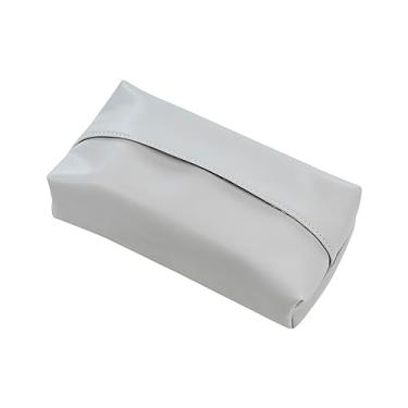 Imagem de Caixa de lenços prática luxuosa sala de estar criativa nórdica retangular armazenamento PU couro bombeamento organizador de caixa de papel (cinza)