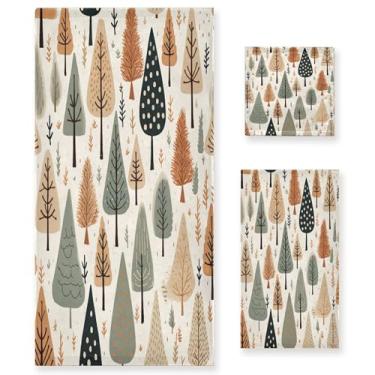 Imagem de xigua Conjunto de toalhas de banheiro com árvores de outono, toalha de banho macia absorvente de 3 peças, toalha de mão, toalhas decorativas para banheiro, academia, hotel, praia, piscina