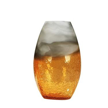 Imagem de Vaso de vidro âmbar moderno moderno e moderno com inserção de flores para sala de estar, varanda, mesa de chá, decoração de hotel, centros de mesa (pequeno)