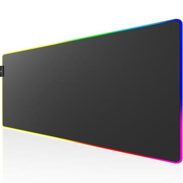Imagem de KTRIO RGB Large Gaming Mouse Pad with Stitched Edges, LED Extended Mousepad with Superior Micro-Weave Cloth, Non-Slip Base, Water Resist Keyboard Pad, Desk Pad for Gamer, Office & Home, 35.4 x 15.7 in