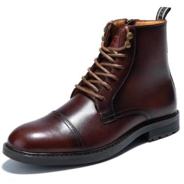 Imagem de Botas masculinas de cano curto para motocicleta, botas masculinas Oxford e Derby de couro legítimo, 2 marrom-escuro, 8