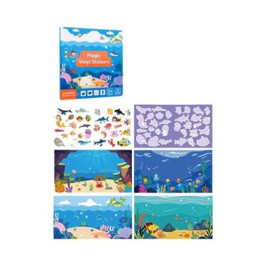 Imagem de Livro De Adesivos Reutilizáveis Para Crianças 4 Cenas Viagem De Avião 