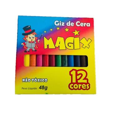 Imagem de Giz de Cera Infantil, 12 Cores, Magix, 48g