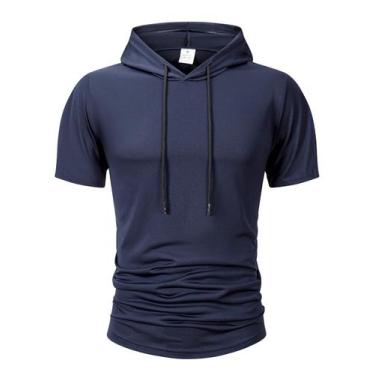 Imagem de Camiseta Masculina De Verão Leve Com Capuz, Casual, Solta, Manga Curta