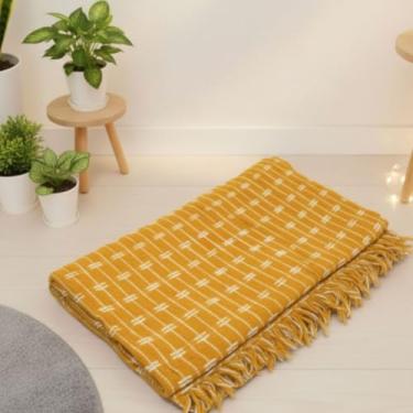 Imagem de Manta Para Sofá Grande Bordada Tijolinho 2,40 x 1,80 Luxuosa Tipo Capa Protetora (Amarelo)