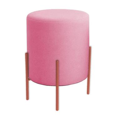 Imagem de Puff Orgânico Veludo Thor Com Pés De Ferro Rosê - 7 Decor Rosa
