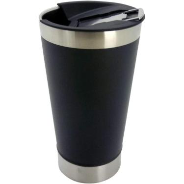 Imagem de Copo Térmico Com Tampa Inox Preto Para Cerveja