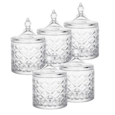 Imagem de Kit 5 Bomboniere Potiche Baleiro Pote Vidro Porta Joias Decorativo Doc