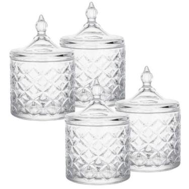Imagem de Kit 4 Bomboniere Potiche Baleiro Pote Vidro Porta Joias Decorativo Doc