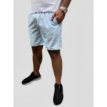Imagem de Bermuda Shorts Masculina Azul Tactel Praia Estampada Academia Sport Ve