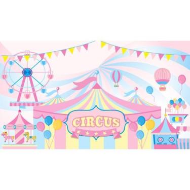 Imagem de Painel De Lona Circo Rosa 002 - Fabrika de Festa, 500x250cm
