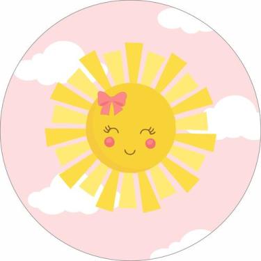 Imagem de Painel de Lona Redondo Solzinha Feliz Fundo Rosa - Fabrika De Festa, 1