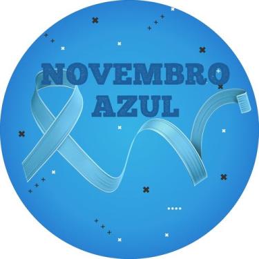 Imagem de Painel de Lona Redondo Novembro Azul Formas e Laço Fundo Degradê - Fab