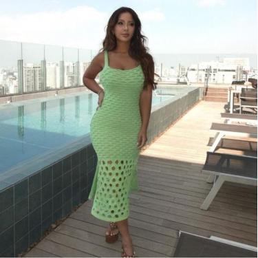 Imagem de Vestido Escama Tricot Feminino Longo Elegante Casual Verão - Michele M